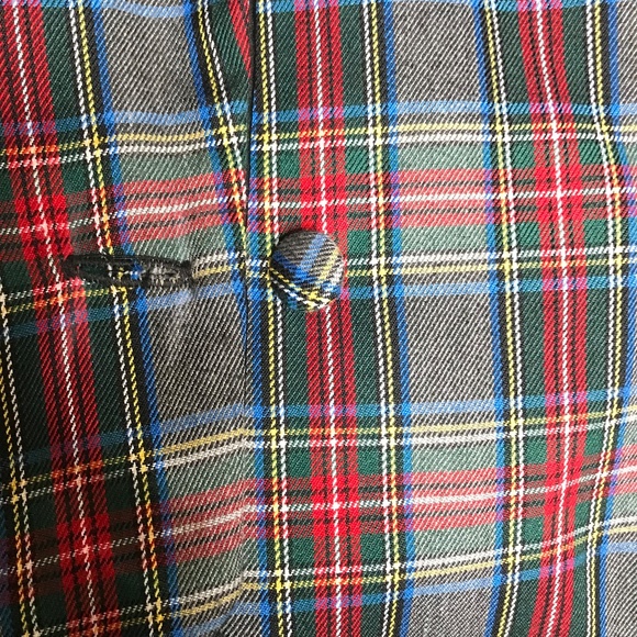 Vintage Plaid Blazer with Black Satin Lapel – Retro Checkered Jacket - Picture 6 of 8